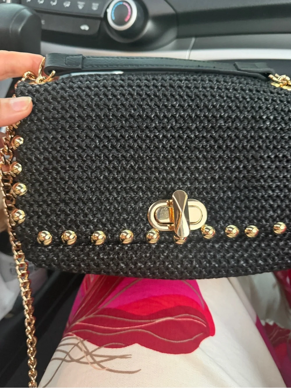 INC International Concepts Black Woven Studded Crossbody Bag ✨